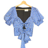 Blue Rosemary Dot Print Crop Top / AZULU - Size S