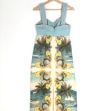 Blue ROYAL SEA Print Linen Adjustable Strap Midi Dress / FARM RIO - Size S