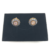 Blue Sapphires and Pink Stone Leverback Flower Earrings / ROSA MARIA