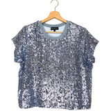 Blue Sequined Short Sleeve Top / GENERATION LOVE - Size M
