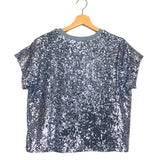 Blue Sequined Short Sleeve Top / GENERATION LOVE - Size M