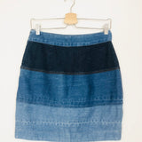 Blue Stretch Denim Wavy Patchwork Mini Skirt / GANNI - Size 38