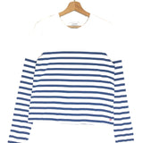 Blue Striped Cotton Jersey Long Sleeves Tee / LA LIGNE - Size S