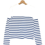 Blue Striped Cotton Jersey Long Sleeves Tee / LA LIGNE - Size S