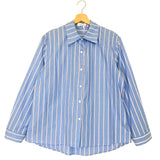 Blue Striped Cotton Long Sleeves Shirt