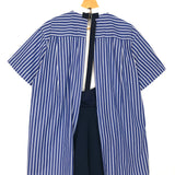 Blue Striped Cut-out Short Sleeves Blouse / SACAI - Size 3