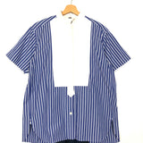 Blue Striped Cut-out Short Sleeves Blouse / SACAI - Size 3