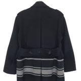 Blue Striped Double Breasted Logo Wool Peacoat / CHRISTIAN DIOR - Size 38