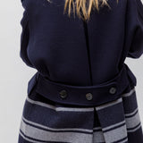 Blue Striped Double Breasted Logo Wool Peacoat / CHRISTIAN DIOR - Size 38