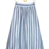 Blue Striped Linen and Silk-blend Midi Skirt / SEZANE EDITIONS - Size 40