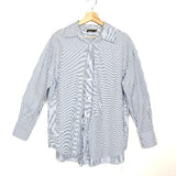 Blue Striped Long Sleeves Cotton Shirt -model RILEY / SCARLET ROOS - One Size