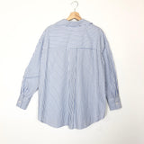 Blue Striped Long Sleeves Cotton Shirt -model RILEY / SCARLET ROOS - One Size