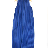 Blue Striped Sleeveless Midi Dress - One Size