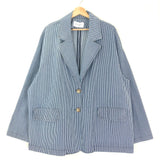 Blue Thin Striped Oversized Blazer Jacket / MARGOT - One Size