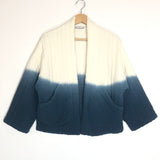 Blue Tie Dye Cotton Gauze Crop Kimono Jacket - One Size