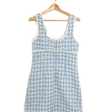 Blue Tweed Gold Metallic Trim Bodycon Mini Dress / SANDRO - Size 38