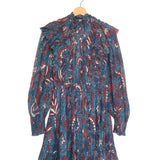 Blue VIENNE Bird of Paradise Printed Lurex Stripe Mini Dress / ULLA JOHNSON - Size US 4