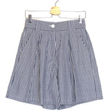 Blue with White Stripes Cotton-blend Bermuda Shorts
