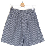 Blue with White Stripes Cotton-blend Bermuda Shorts