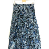 Blue/Black Paisley Floral-print  Tiered Midi Skirt / THE KOOPLES - Size 1
