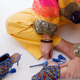 Blue/Multicolor Pompom-Embellished Raffia Sandals / AQUAZZURA - Size 38