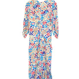 Blue/Pink ALBI Ruched Printed Silk-blend Crepe De Chine Midi Dress / ISABEL MARANT - Size 38