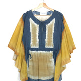 Blue/Yellow Draped Sleeves Cotton Tunic Top / ALBERTA FERRETTI - Size 38
