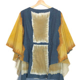 Blue/Yellow Draped Sleeves Cotton Tunic Top / ALBERTA FERRETTI - Size 38