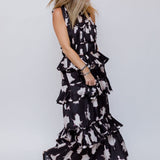 Blur Black SERAFINA Silk Chiffon Gown Dress / ULLA JOHNSON - Size 4