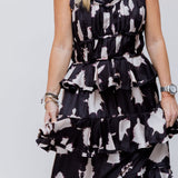 Blur Black SERAFINA Silk Chiffon Gown Dress / ULLA JOHNSON - Size 4