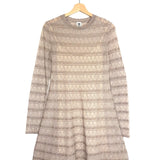 Blush Metallic Crochet-Knit Long Sleeves Mini Dress / MISSONI - Size 38