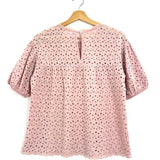 Blush Pink Cotton Eyelet Blouse / VELVET BY GRAHAM & SPENCER - Size S