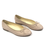 Blush Pink Leather CC Bow Ballet Flats / CHANEL - Size 37.5
