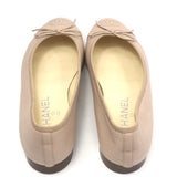 Blush Pink Leather CC Bow Ballet Flats / CHANEL - Size 37.5