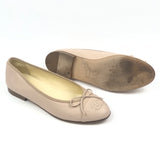 Blush Pink Leather CC Bow Ballet Flats / CHANEL - Size 37.5