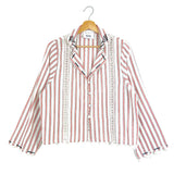 Bold Red and White Striped GLORIA Embroidered Cotton Shirt / MONOKI - One Size