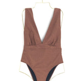 Bronze Metallic One Piece Swimsuit / YSE - Size 36