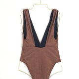 Bronze Metallic One Piece Swimsuit / YSE - Size 36