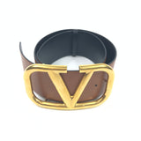 Brown and Black 70mm VLogo Signature Reversible Belt / VALENTINO - Size 100
