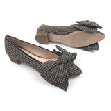 Brown and Black Check NOA Bow Pointed Toe Flats / LOEFFLER RANDALL - Size 38