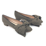 Brown and Black Check NOA Bow Pointed Toe Flats / LOEFFLER RANDALL - Size 38