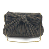 Brown and Black Check RAYNE Bow Clutch / LOEFFLER RANDALL