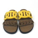 Brown and Yellow EXTRA Suede Leather Sandals / HERMES - Size 37