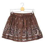 Brown Bandana Print Rhinestones Cotton Mini Skirt / MAJE - Size 42