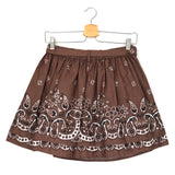 Brown Bandana Print Rhinestones Cotton Mini Skirt / MAJE - Size 42