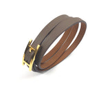 Brown BEHAPI Swift Leather GHW Triple Tour Bracelet / HERMES