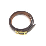 Brown BEHAPI Swift Leather GHW Triple Tour Bracelet / HERMES