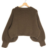 Brown Cable Hand Knit Wool Crop Sweater / I LOVE MR MITTENS - Size XS/S