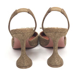 Brown Canvas Crystal Embellished BEGUM 95 Slingback Pumps / AMINA MUADDI - Size 39