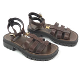 Brown CLEA Gladiator Leather Sandals / CELINE - Size 37